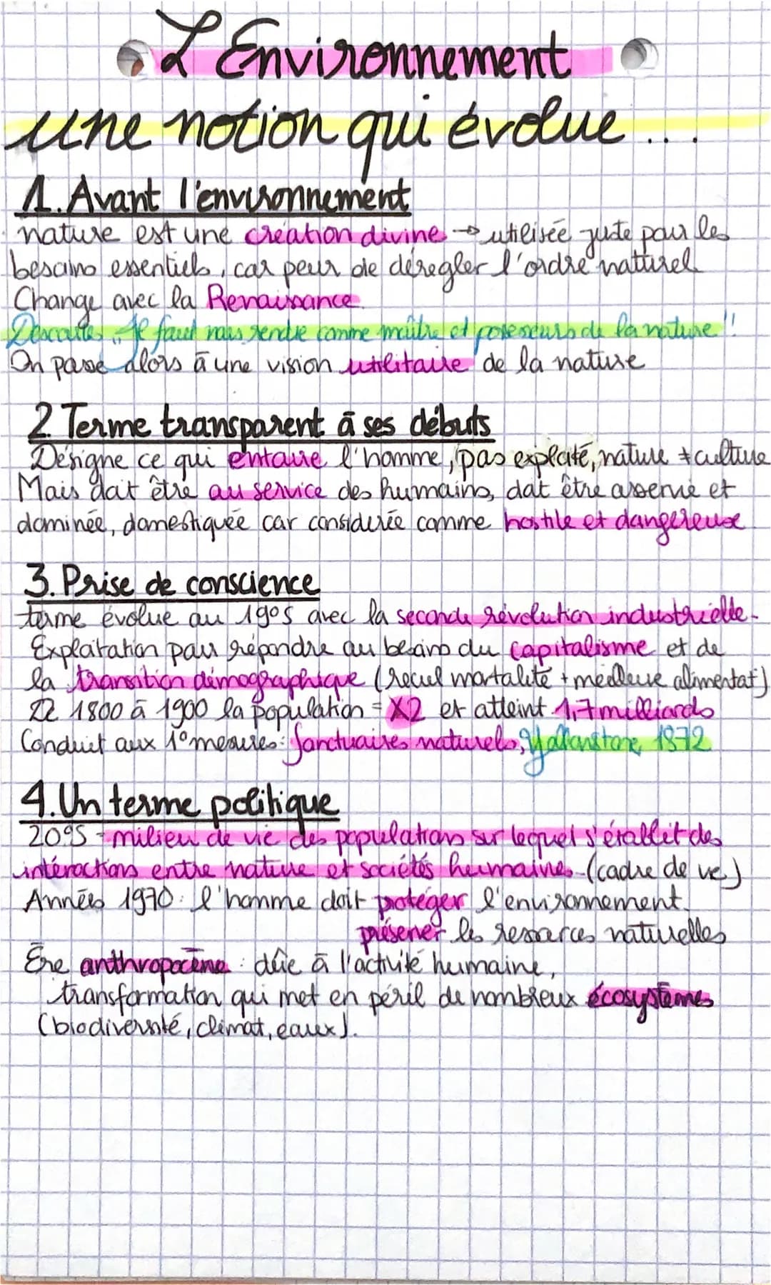 L Environnement
une notion qui évolue
1. Avant l'environnement
nature est une creation divine utilisée juste pour les
bescimo essentiels, ca