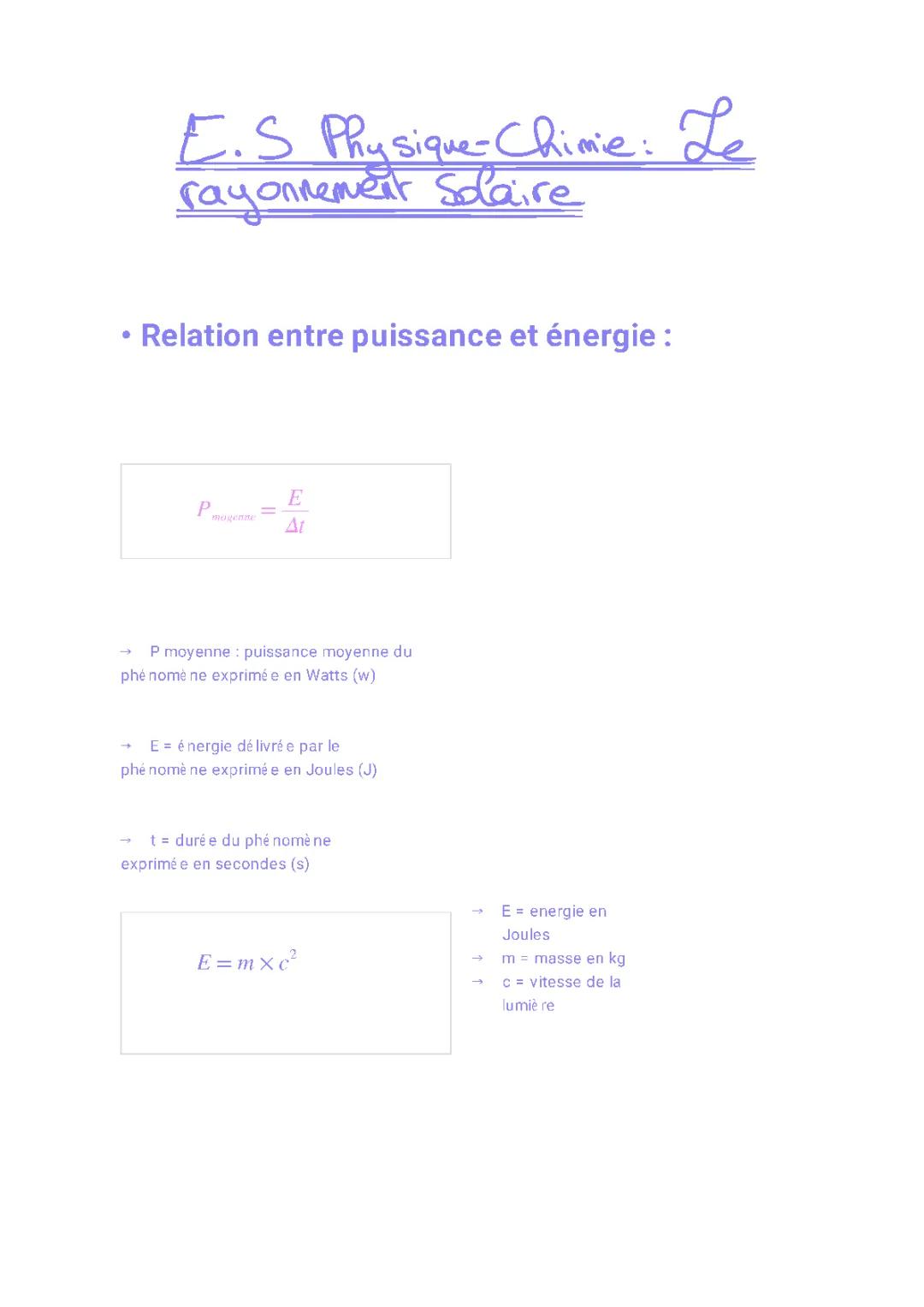 Le Rayonnement Solaire - 1ère Enseignement Scientifique PDF Exercice Corrigé