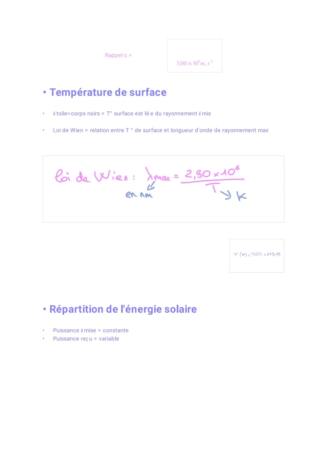 E.S Physique-Chimie: Le
rayonnement Solaire
• Relation entre puissance et énergie:
E
P -
mogenne At
P moyenne : puissance moyenne du
phénomè