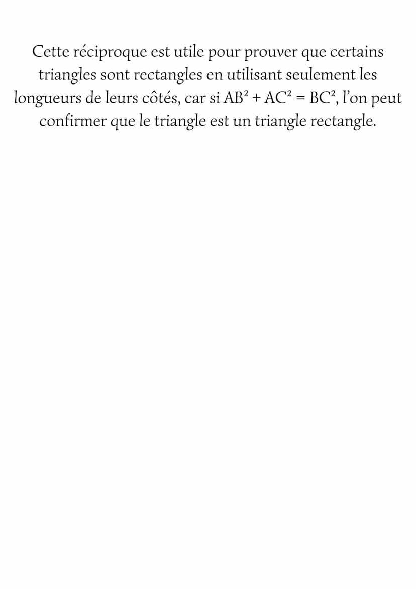 Théorème de Pythagore
et sa réciproque
Théorème de Pythagore
D'après le théorème de Pythagore, dans un triangle
rectangle, le carré de la lo