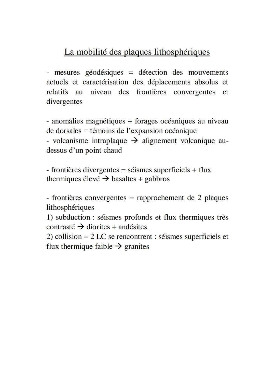 La structure du globe terrestre
- répartition bimodale altitudes → contraste de relief entre
océans et continents
roches de la CO = basalte 