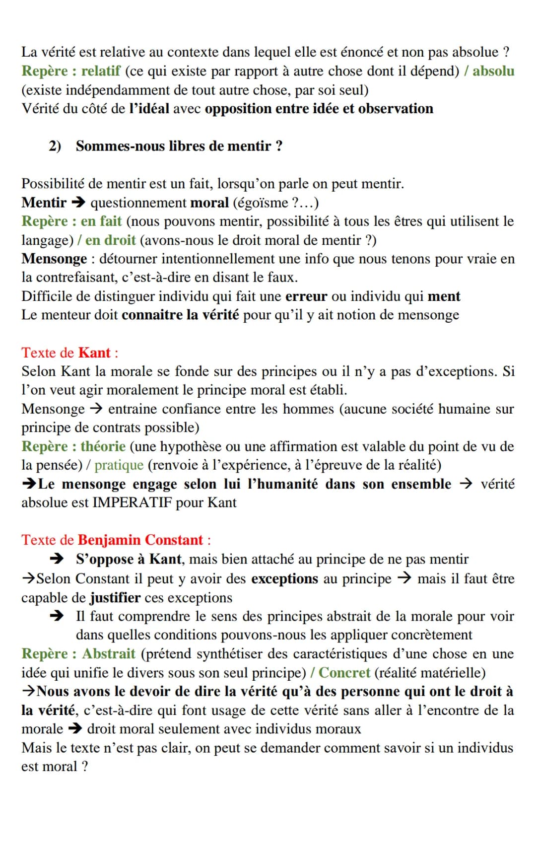 NOTION N°6: LA VERITE
Qu'est-ce que la vérité ? Il n'y a pas une vérité mais plusieurs, donc des vérités
On catégorise les vérités : vérité 