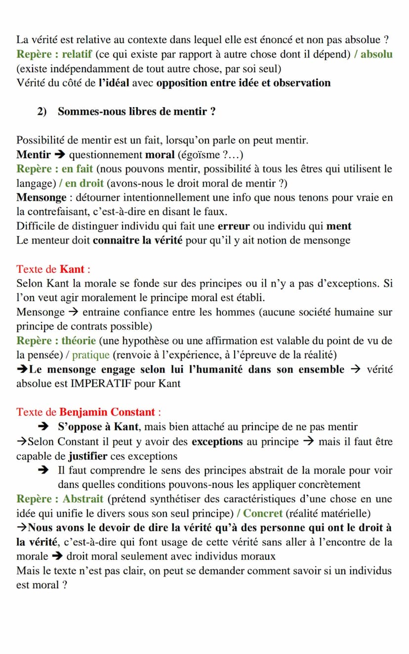 NOTION N°6: LA VERITE
Qu'est-ce que la vérité ? Il n'y a pas une vérité mais plusieurs, donc des vérités
On catégorise les vérités : vérité 