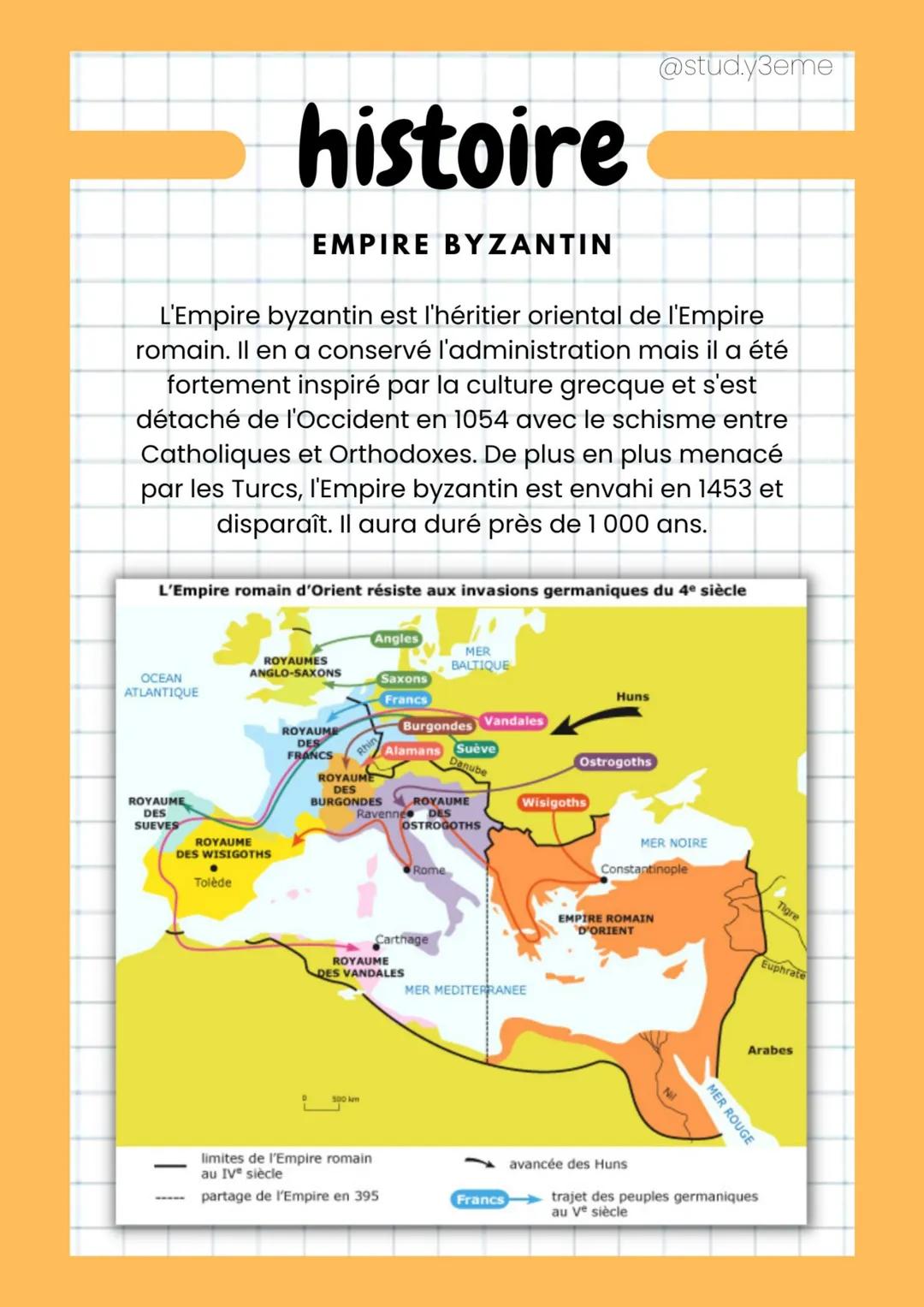L'Empire byzantin est l'héritier oriental de l'Empire
romain. Il en a conservé l'administration mais il a été
OCEAN
ATLANTIQUE
histoire
fort