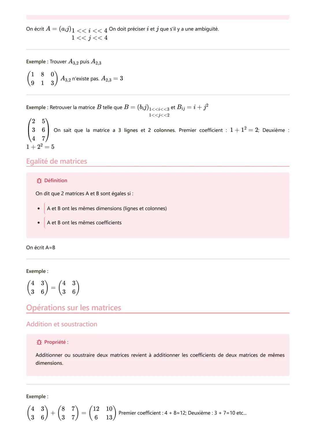 Matrices graphes partie 1
#mathématiques
Rappel L'addition
commutative B+ A = A + B
associative A+ (B+C) = (A + B) + C
A x B= 0 ne signifie 