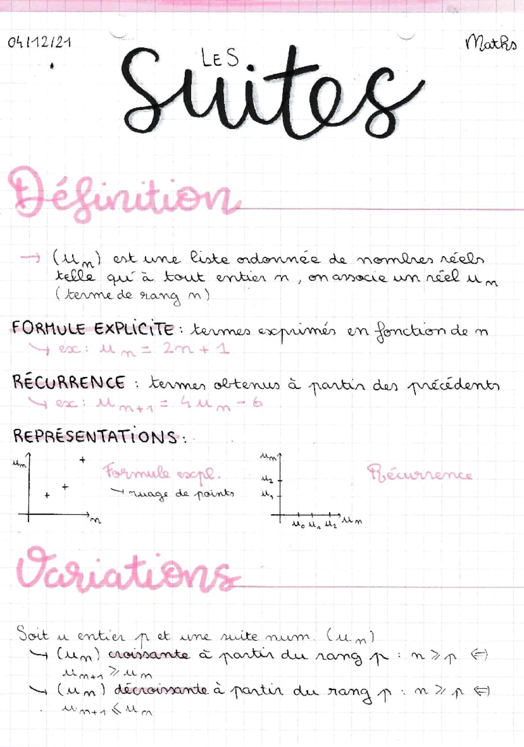 Les suites - Maths 1ère : Suite géométrique, Suite arithmétique, et plus