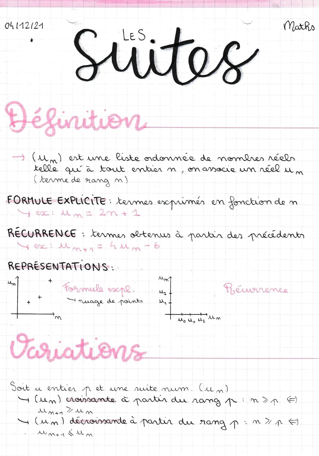 04112121
Définition
Suites
(Un) est une liste ordonnée de nombres réels
telle qu'à tout entier n
(terme de rang m)
réel
on associe un
u
REPR