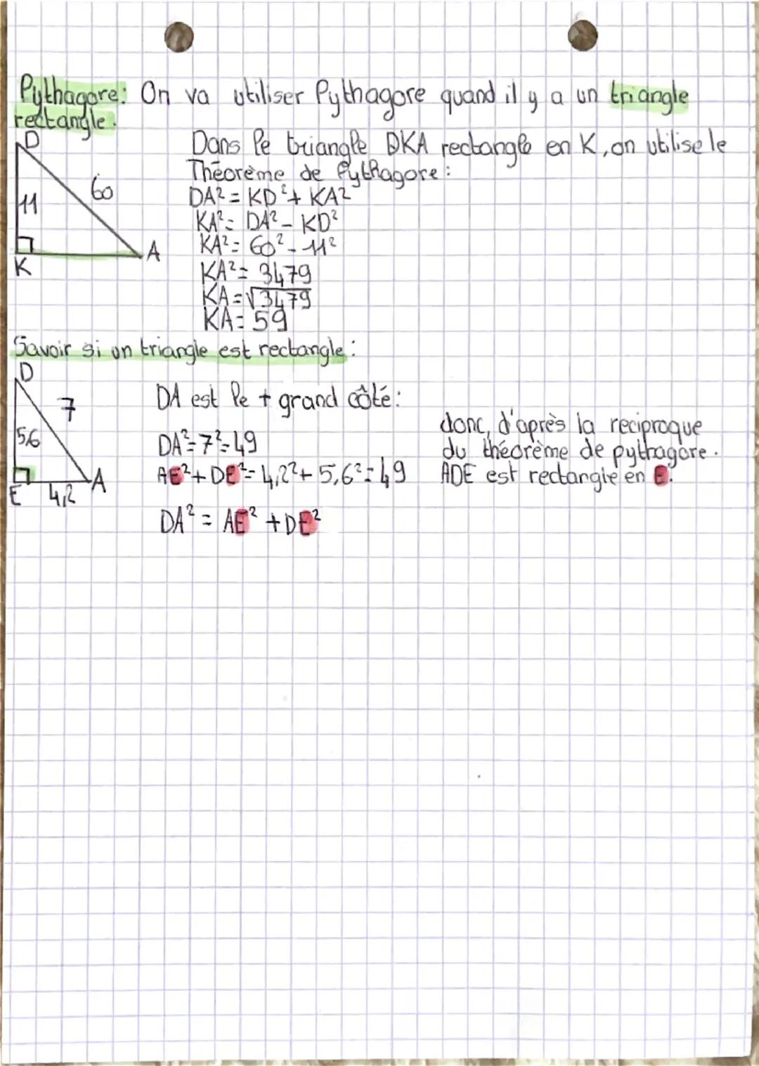 m
Thales: On va ubiliser le théorème de Thales quand il y a 2 triangles
et droites paralleles
B
C
M
$
\frac{AM}{AB} = \frac{AN}{AC} = \frac{