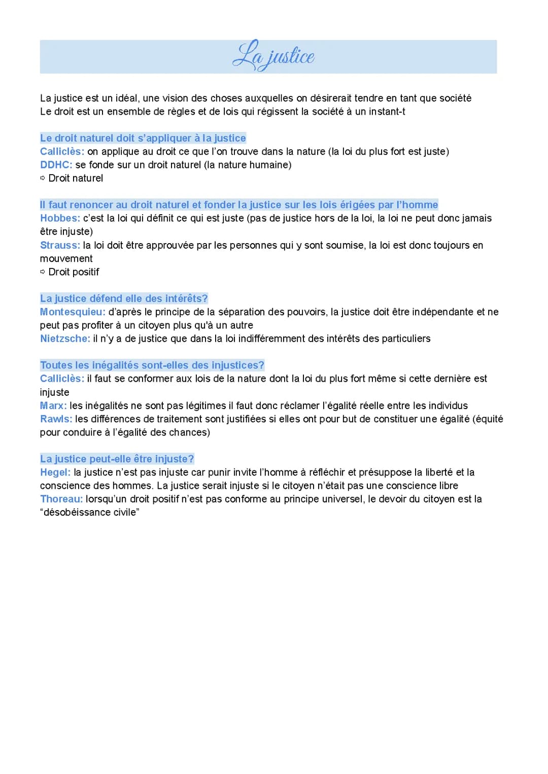 La justice - Fiche Bac