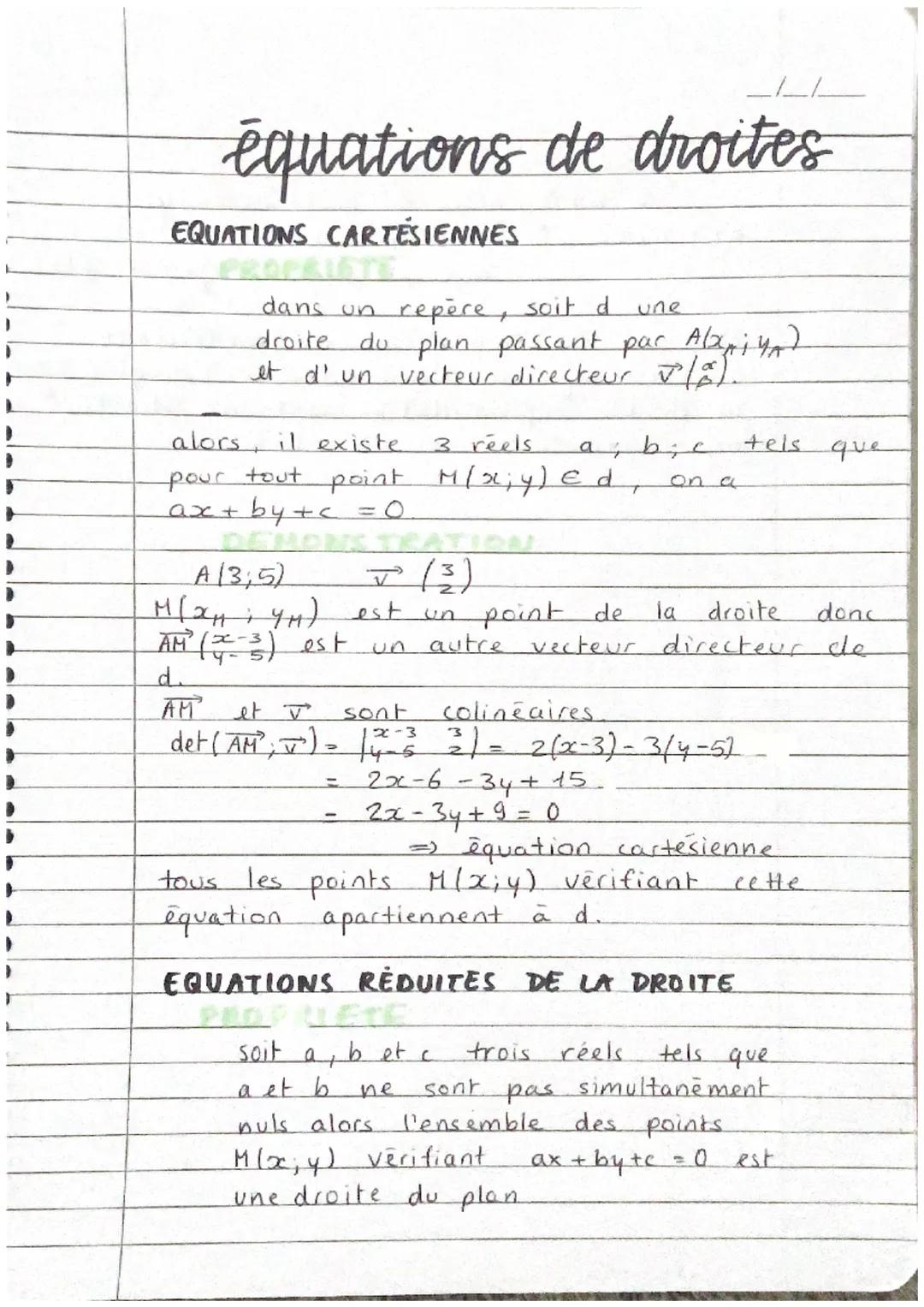 Équations de droites 