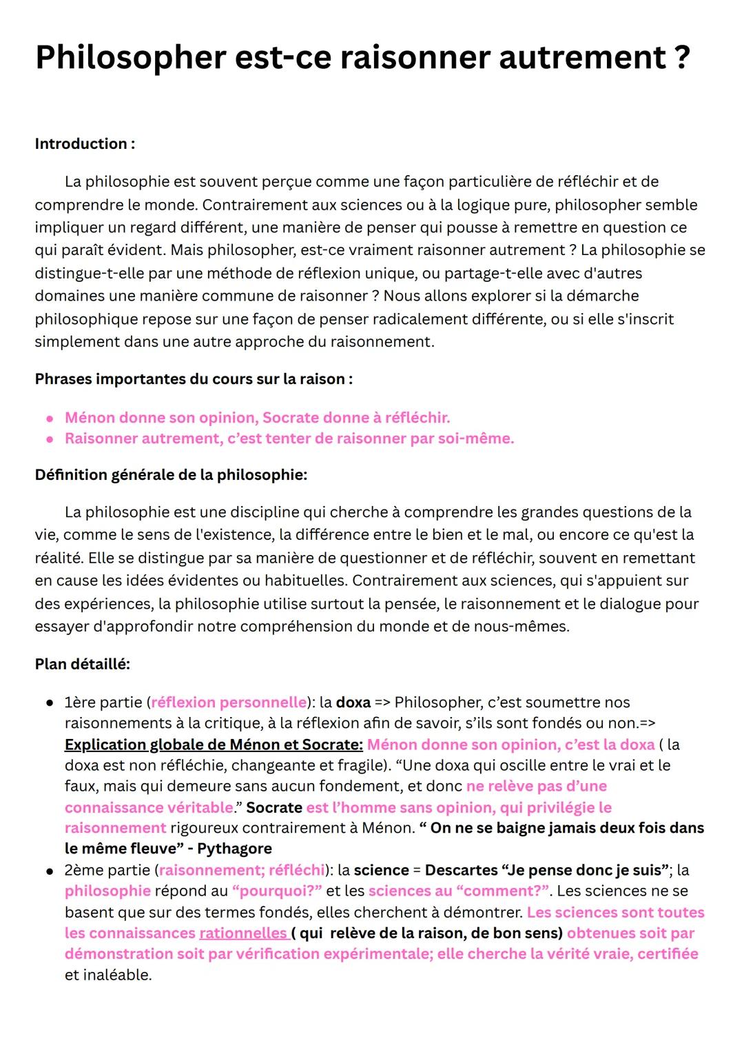 Philosopher est-ce raisonner autrement?
Introduction:
La philosophie est souvent perçue comme une façon particulière de réfléchir et de
comp