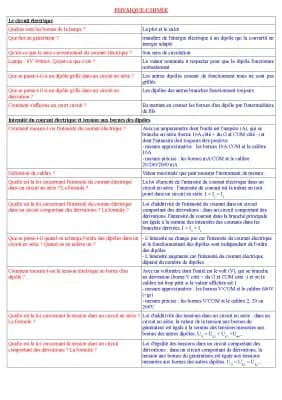 Know Physique-chimie 4ème - le circuit électrique et l'intensité du courant électrique et tension aux bornes des dipôles thumbnail