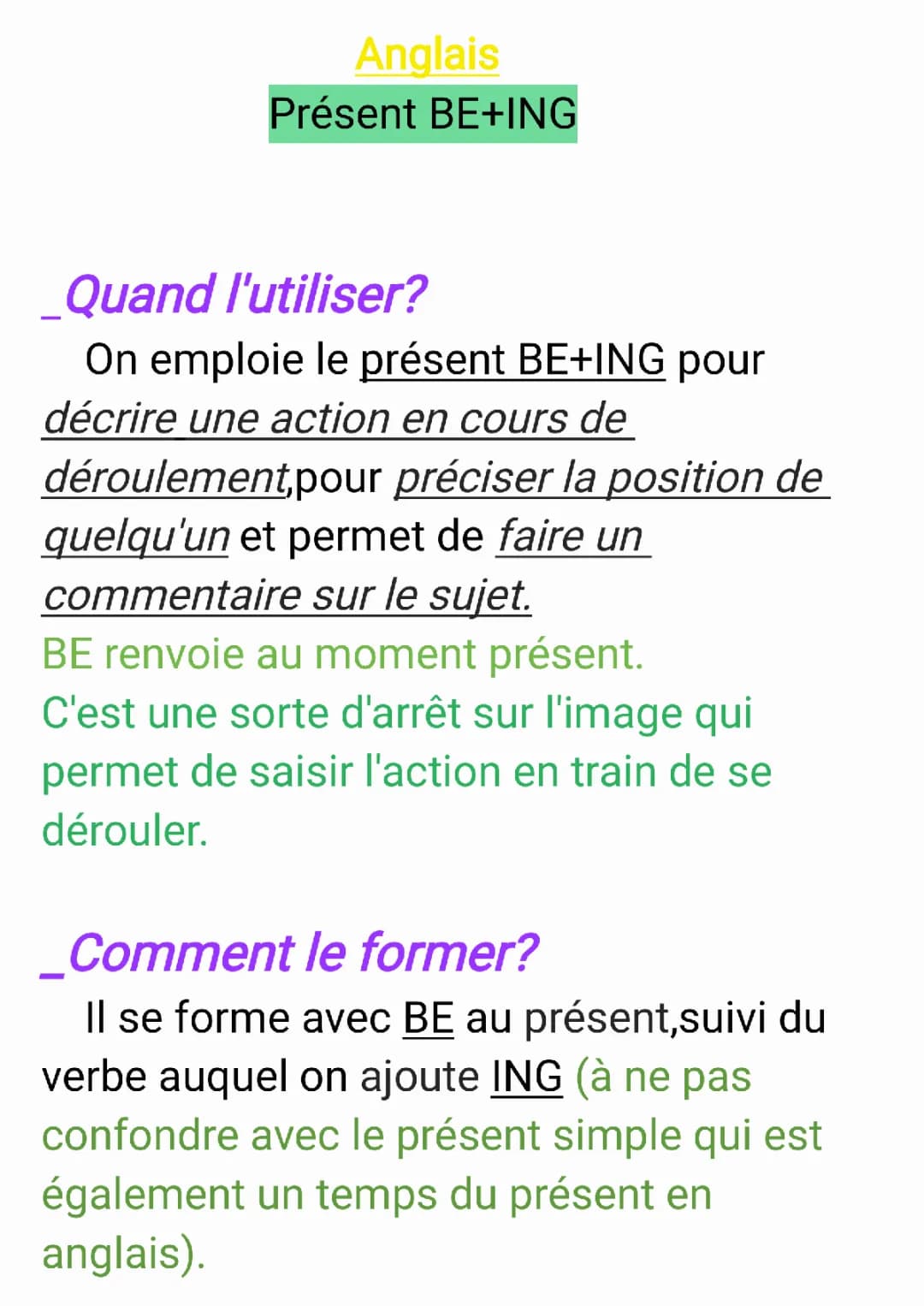 Anglais : Exercice Présent Simple et BE+ING - PDF + Correction