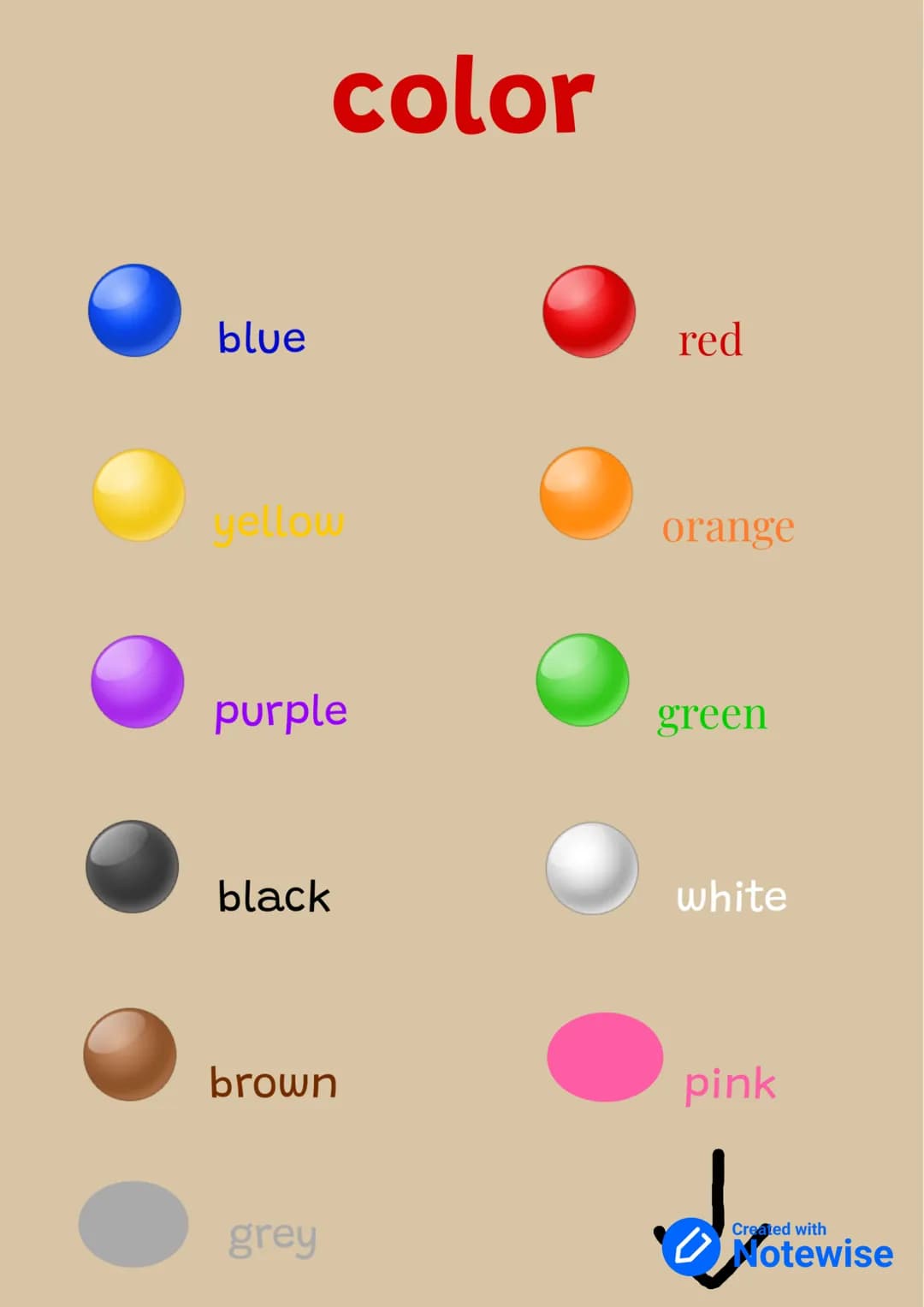 blue
color
purple
black
brown
grey
red
orange
green
white
pink
do
Created with
Notewise •Pour dire clair comme "bleu clair"
c'est "light blu