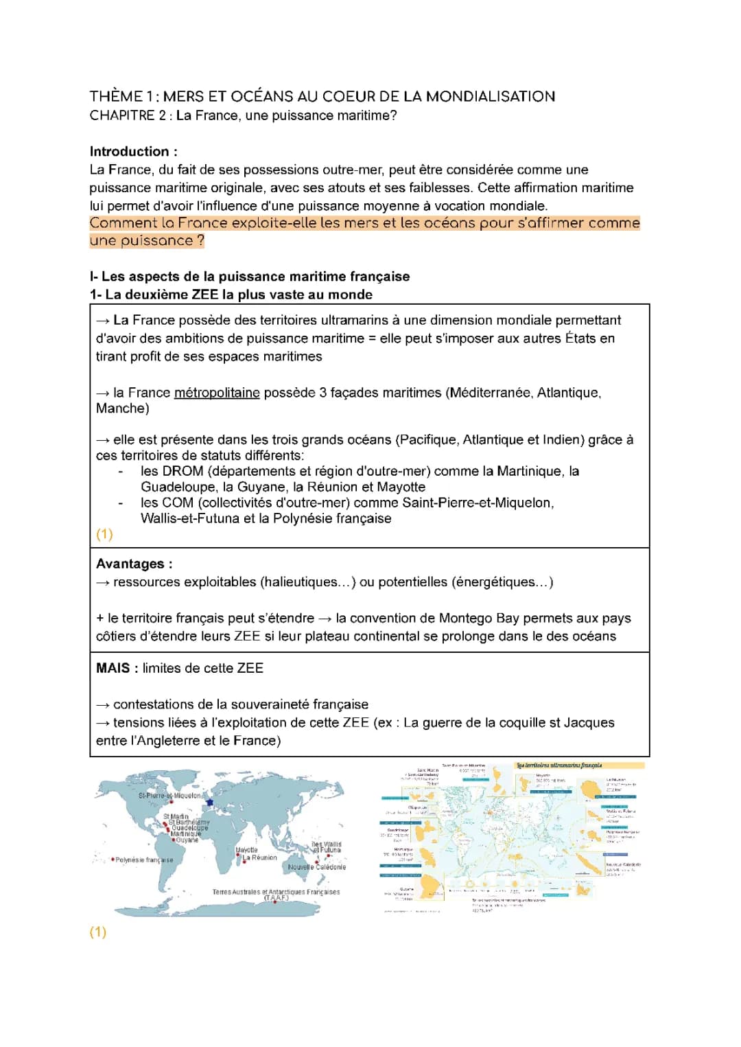 MERS ET OCÉANS AU COEUR DE LA MONDIALISATION  CHAPITRE 2  