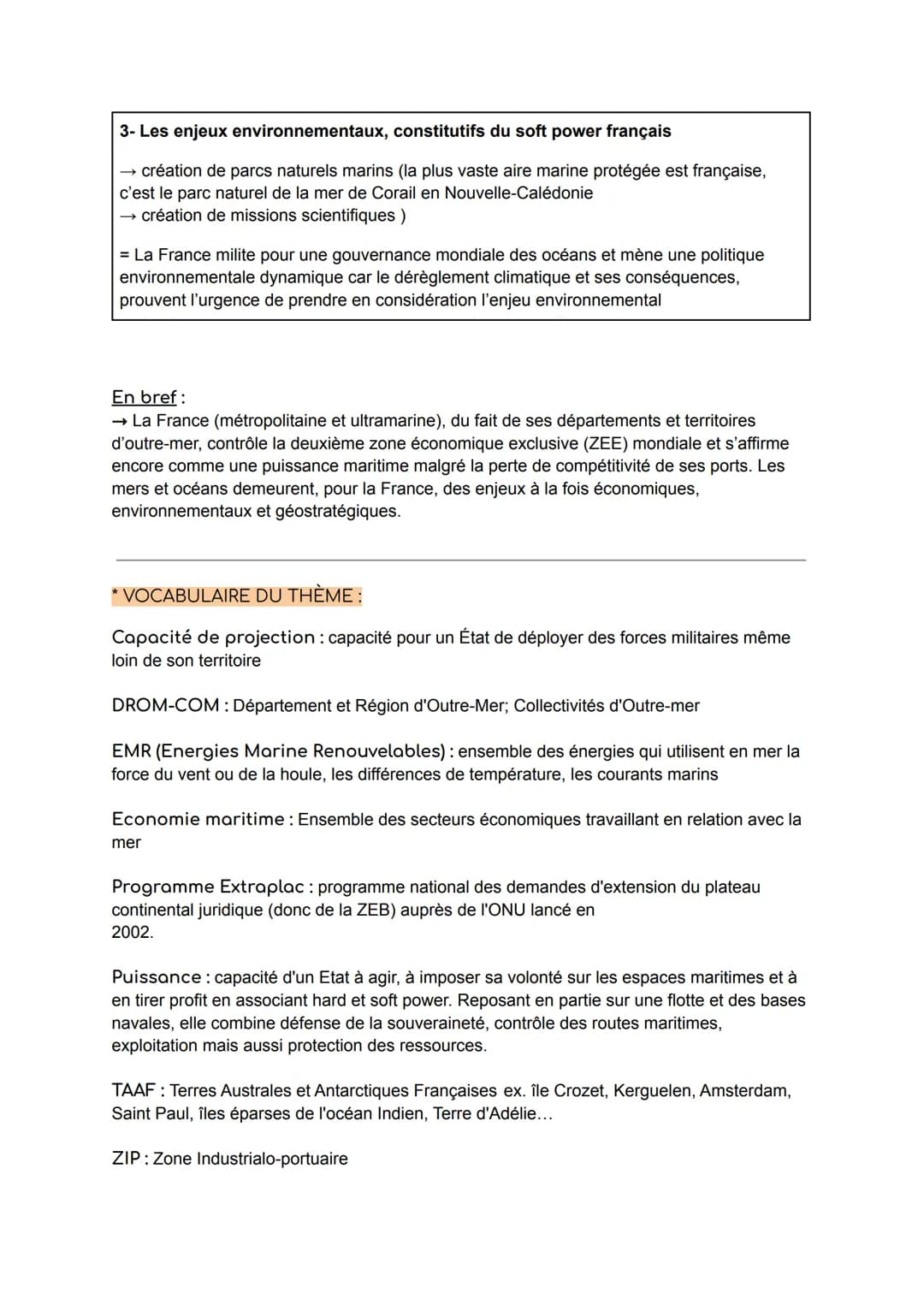 THÈME 1: MERS ET OCÉANS AU COEUR DE LA MONDIALISATION
CHAPITRE 2 : La France, une puissance maritime?
Introduction :
La France, du fait de s