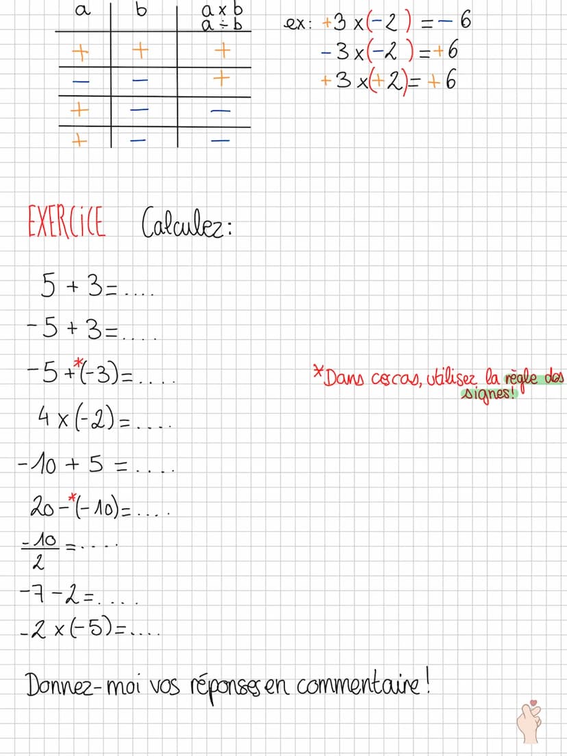 maths
~Les nombres relatifs ~
RÈGLES DE CALCULS
- + ADDITION / SOUSTRACTION
→ nombres de même signe : on additionne en gardant le
signe
ex: 