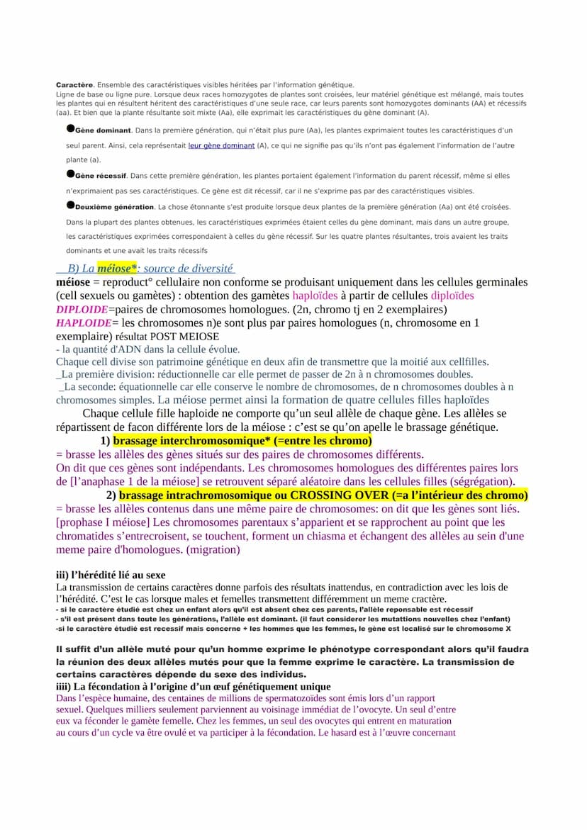 CHAP 1- L'origine du génotype des individus
chaque gêne possède deux allèles, l'un provenant de l'information génétique du père, l'autre de 
