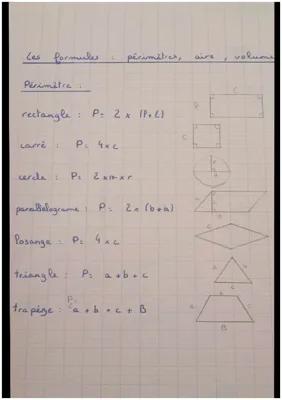 Know Les formules : périmètre, aire, volume.  thumbnail