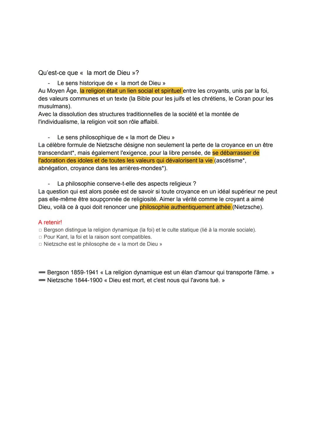 # La religion

La religion désigne << la relation de l'homme au divin ». Elle se caractérise par des dogmes,
des institutions, mais aussi pa