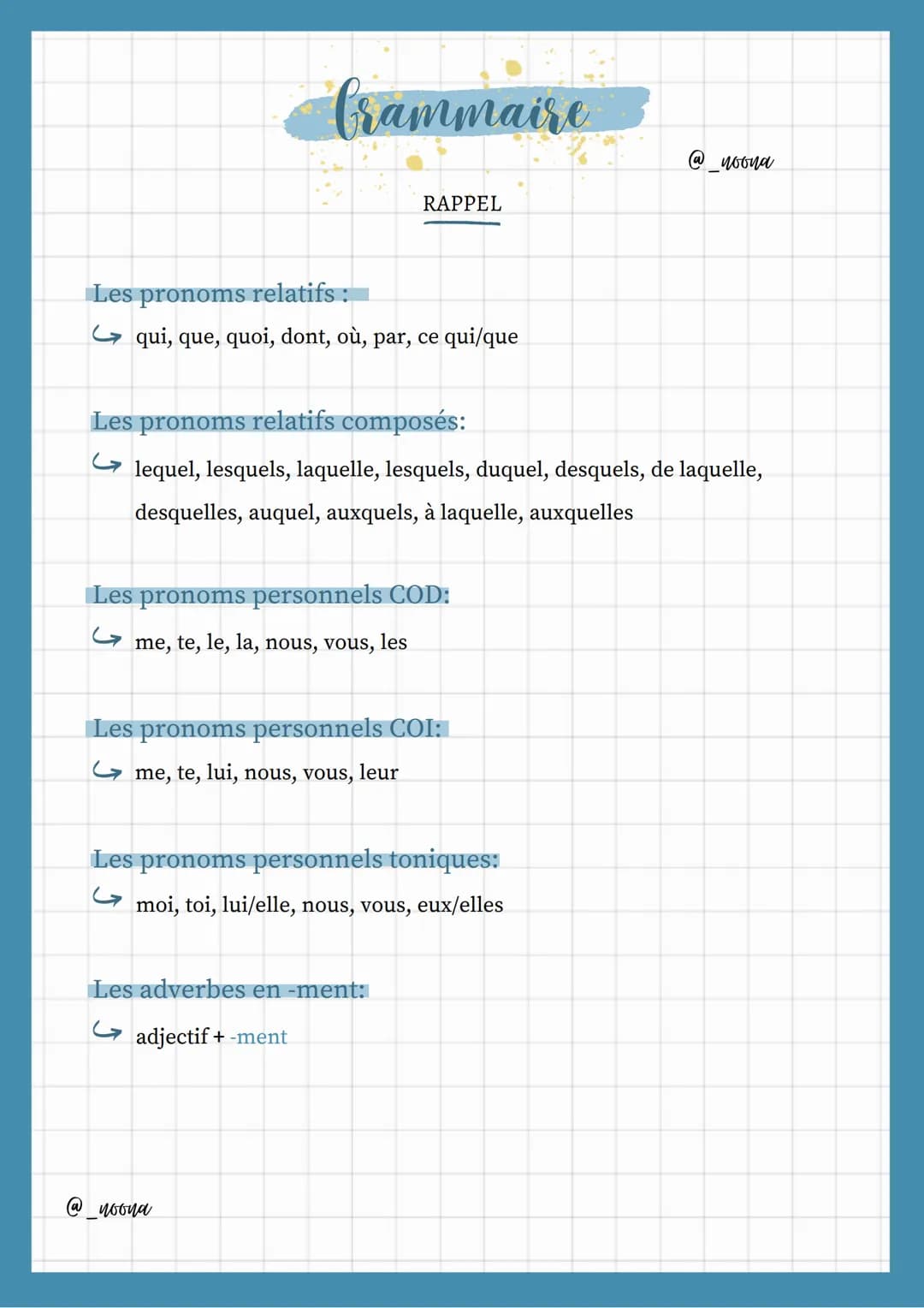 Grammaire
Les pronoms relatifs :
qui, que, quoi, dont, où, par, ce qui/que
RAPPEL
Les pronoms relatifs composés:
lequel, lesquels, laquelle,