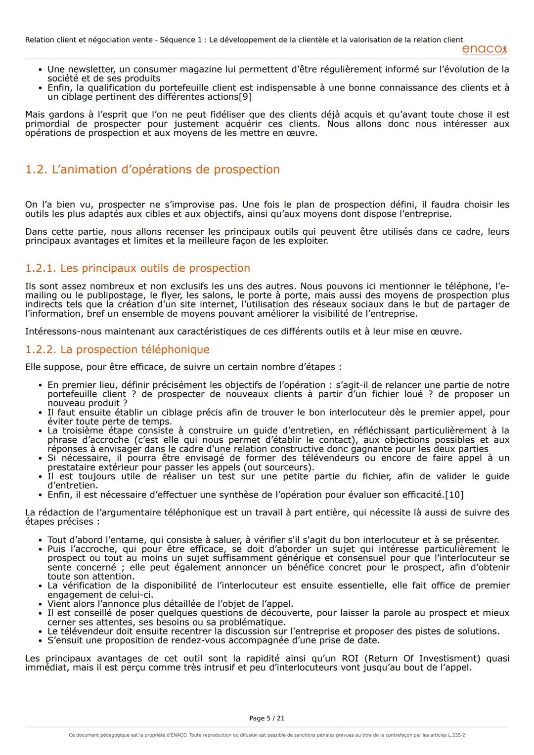 Relation client et négociation vente - Séquence 1: Le développement de la clientèle et la valorisation de la relation client

# Séquence 1: 