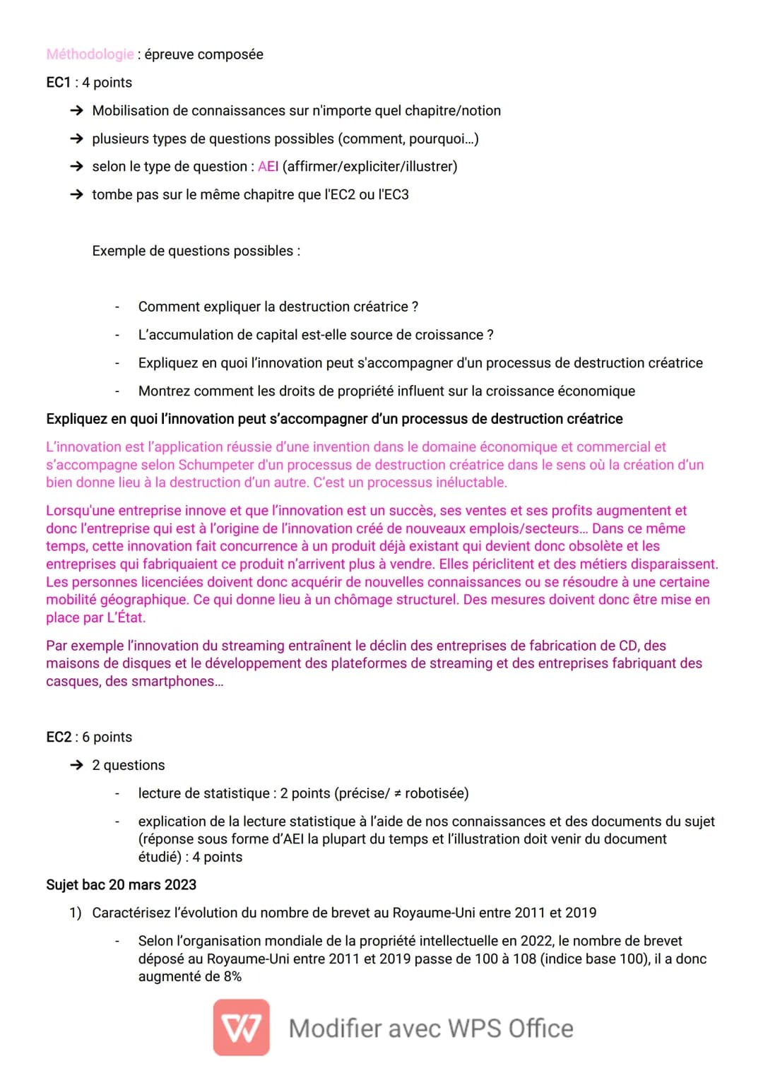 Méthodologie : épreuve composée
EC1:4 points
→ Mobilisation de connaissances sur n'importe quel chapitre/notion
→ plusieurs types de questio