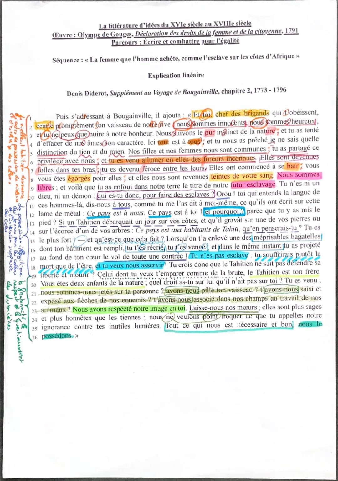 # La littérature d'idées du XVIe siècle au XVIIIe siècle

Œuvre: Olympe de Gouges, Déclaration des droits de la femme et de la citoyenne, 17