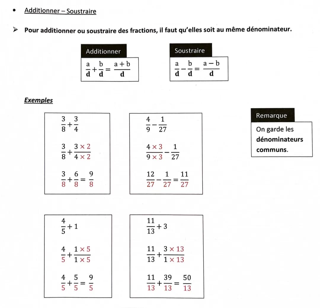 Flash - Calculer avec les fractions
