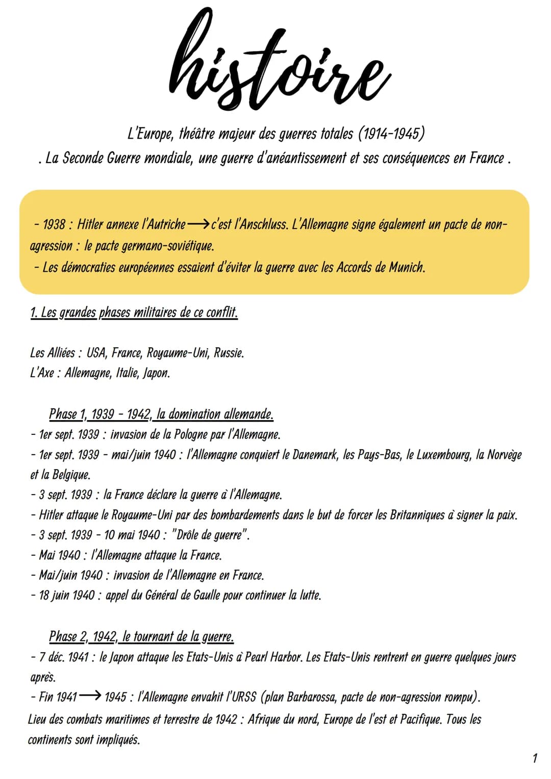 histoire
L'Europe, théâtre majeur des guerres totales (1914-1945)
. La Seconde Guerre mondiale, une guerre d'anéantissement et ses conséquen