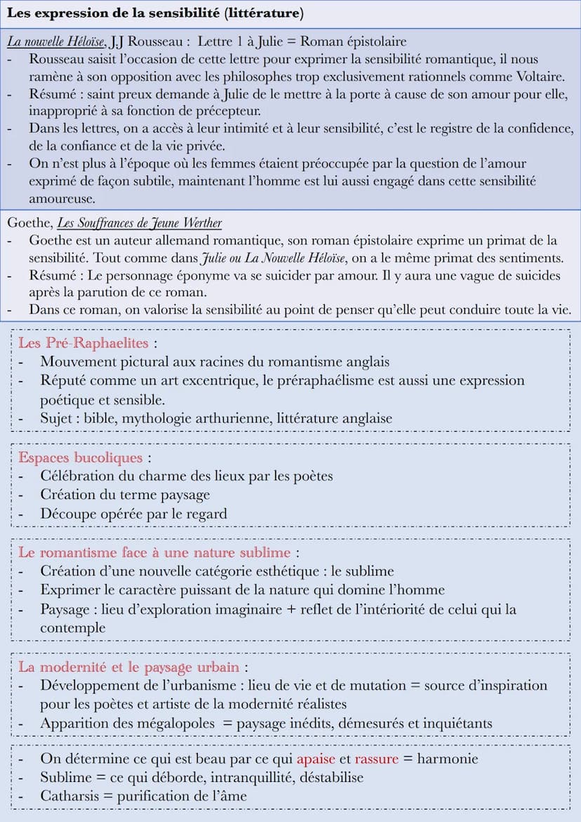 Introduction :
Mise en place d'une esthétique du
sentiment qui va se développer dans
le romantisme
Entre le 18ème et milieu 19ème
l'expressi