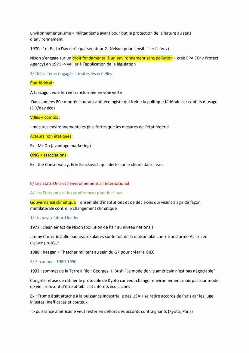 Thème 5: Chapitre conclusif : Les Etats-Unis et la question environnementale :
tensions et contrastes
Introduction
Exemple d'ambivalence des