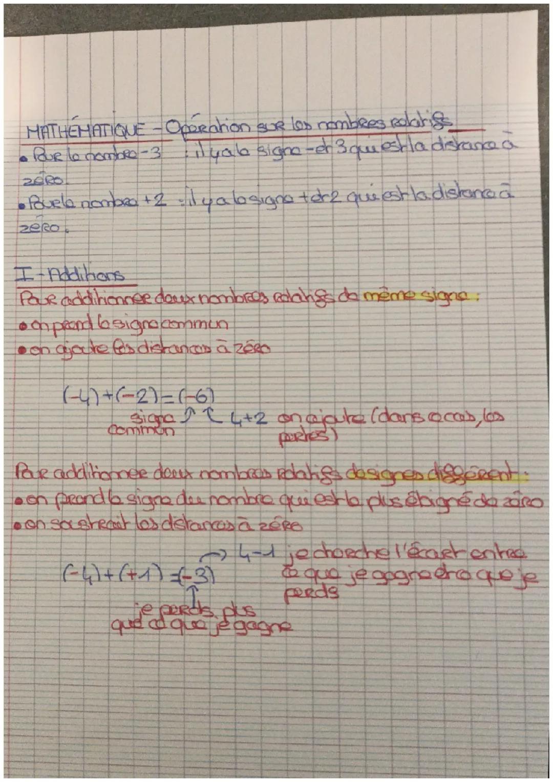 9
MATHEMATIQUE-Operation SUR los nombres relatifs
• Pour le nombre-3 il yale signe -et 3 questa distance a
• Povele nombre +2 il ya lo signo