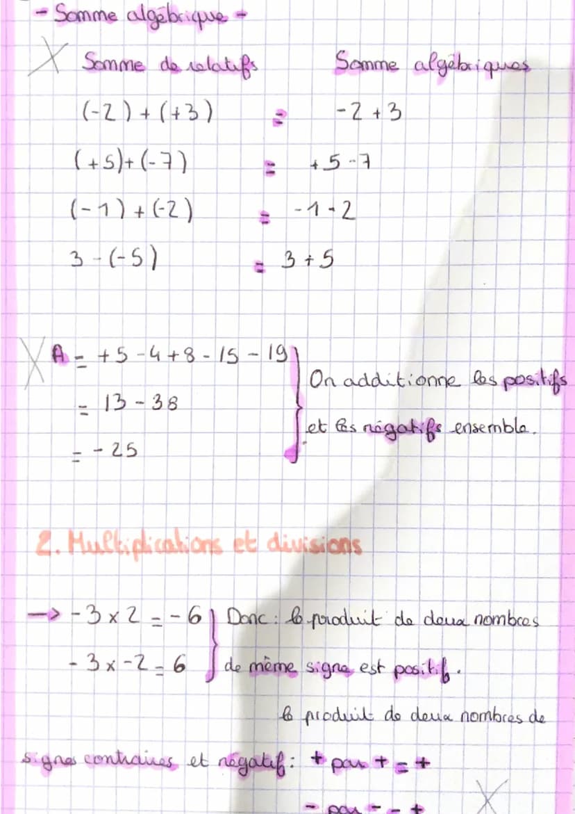 (k. 1
Nambres Refolkigs
Un nombre relatif est un nombre positif (8,3 ou 5) ou un
nombre négatif (-7,6cu-3)
1. Additions et soustractions
-> 