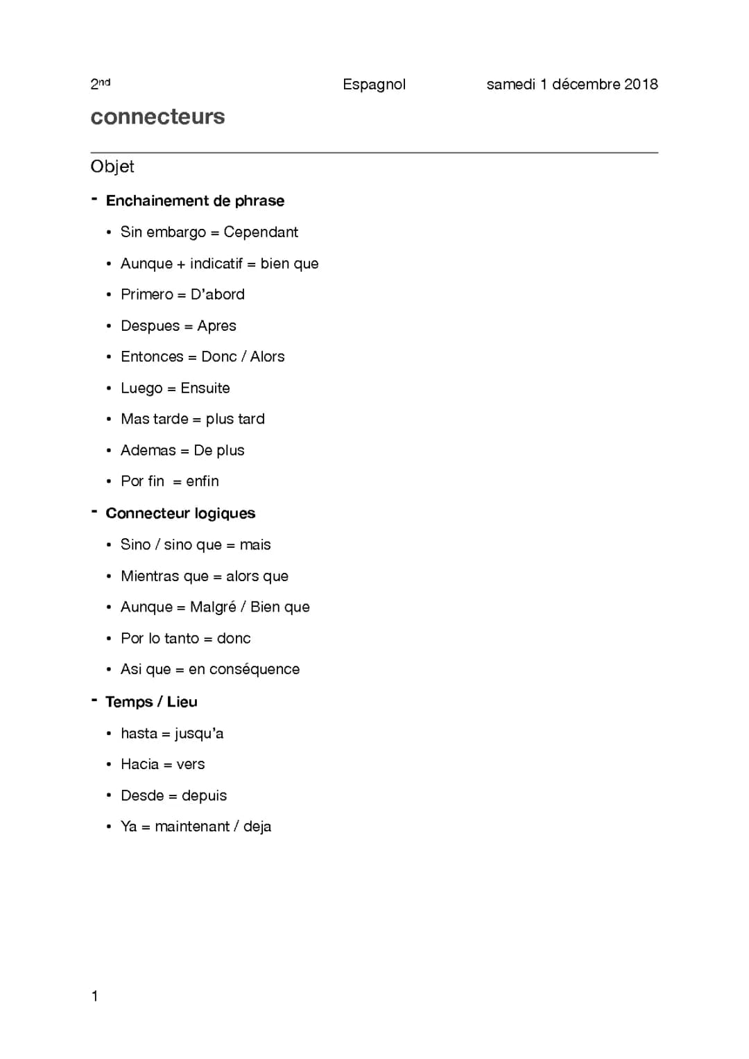 Liste PDF des Connecteurs Logiques Espagnol Faciles et Amusants