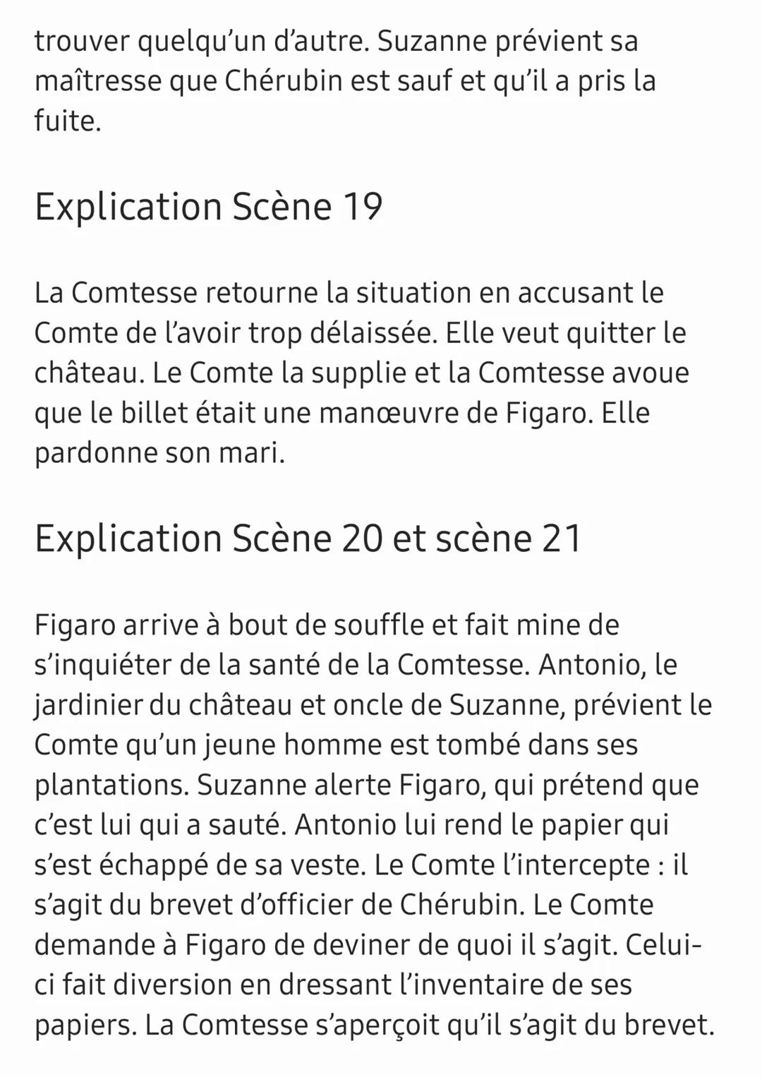 Le mariage de Figaro - acte 2
Explication Scène 1
Suzanne explique la Comtesse la visite du Comte et
la scène du ruban avec Chérubin
Explica