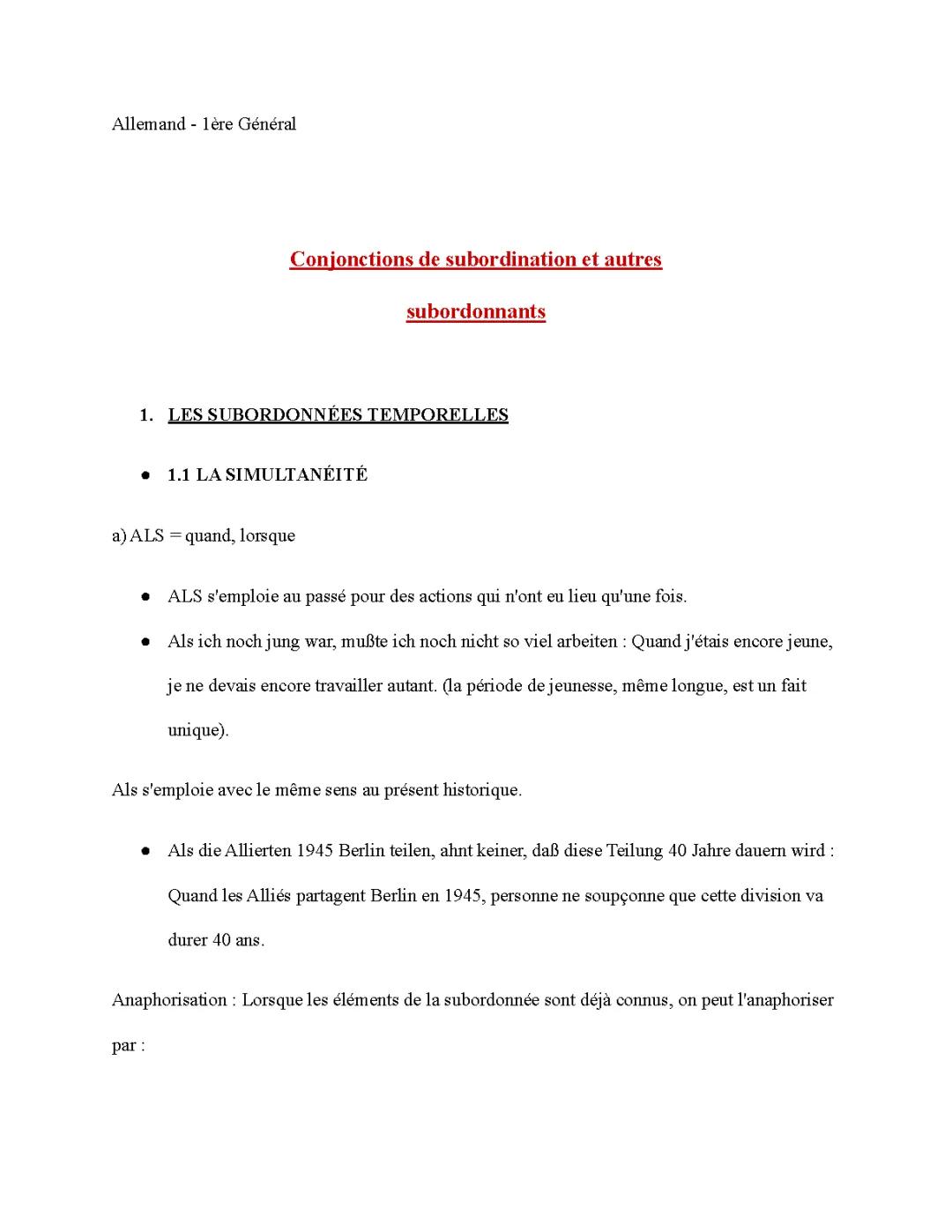 Conjonctions de subordination et autres subordonnants