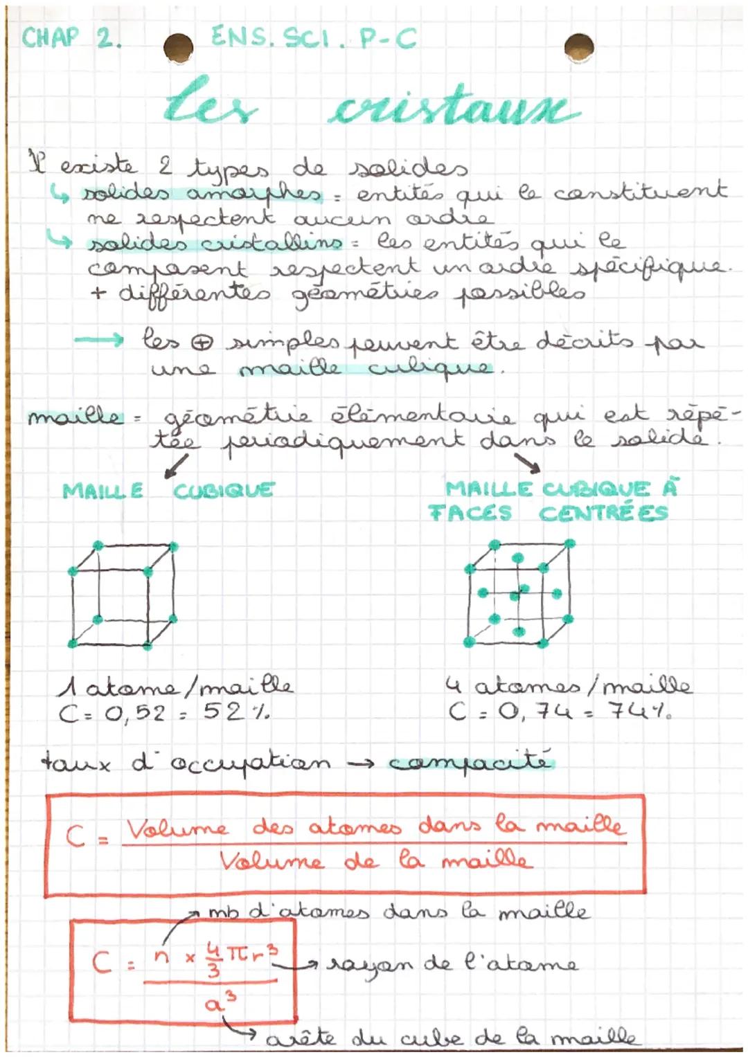 CHAP 2.
ENS. SCI. P-C
lex
I existe 2 types de solides
=
6 solides amorphes entités qui le constituent
me respectent aucun ordre
solides cris