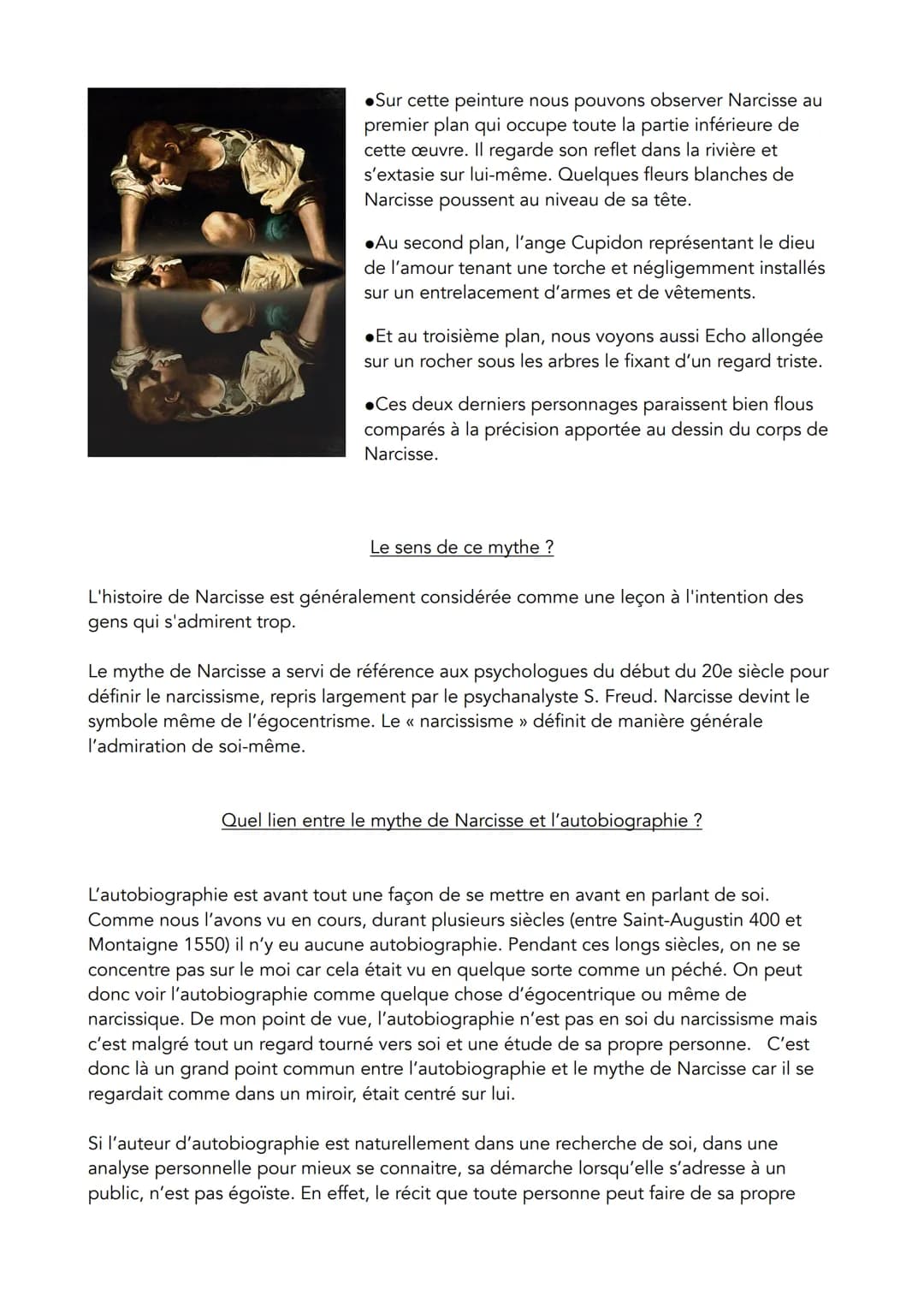 Le mythe de Narcisse a été rédigé en 50 av. J.-C. Il est raconté plus en détail dans le
3ème livre des métamorphoses d'Ovide. Narcisse est, 