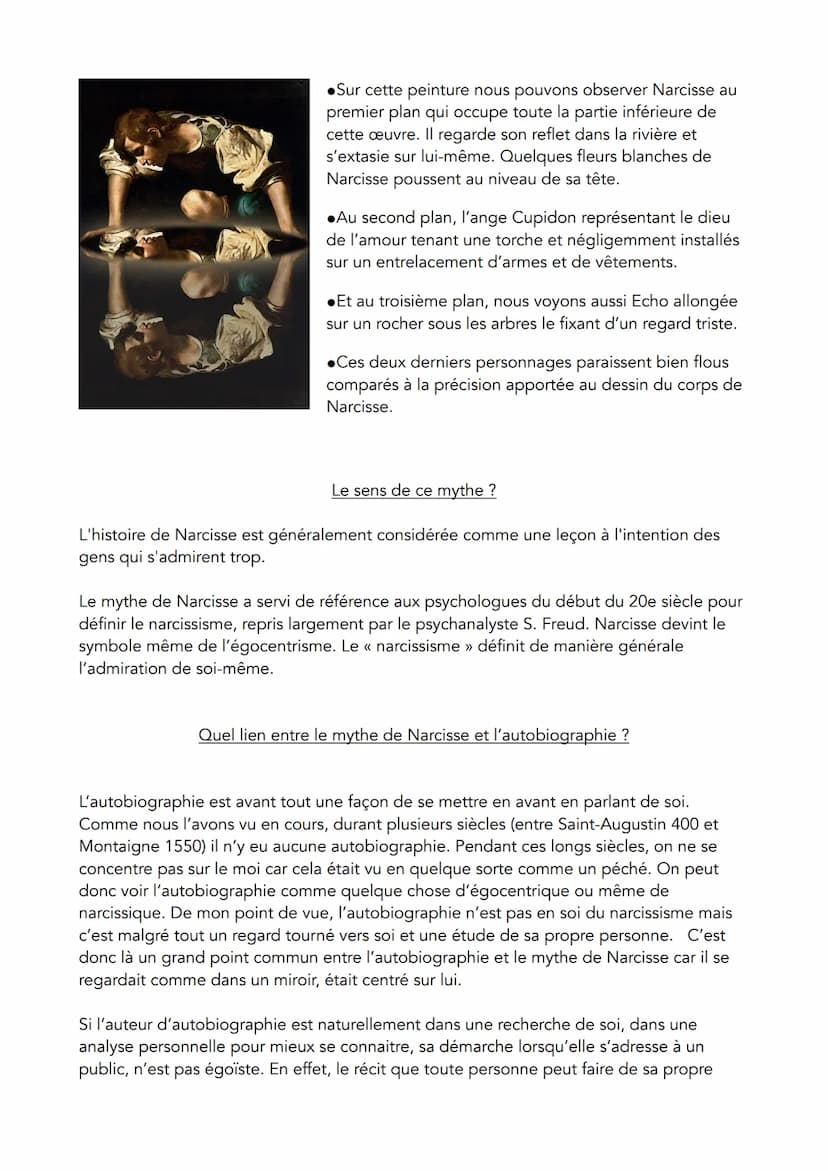 Le mythe de Narcisse a été rédigé en 50 av. J.-C. Il est raconté plus en détail dans le
3ème livre des métamorphoses d'Ovide. Narcisse est, 
