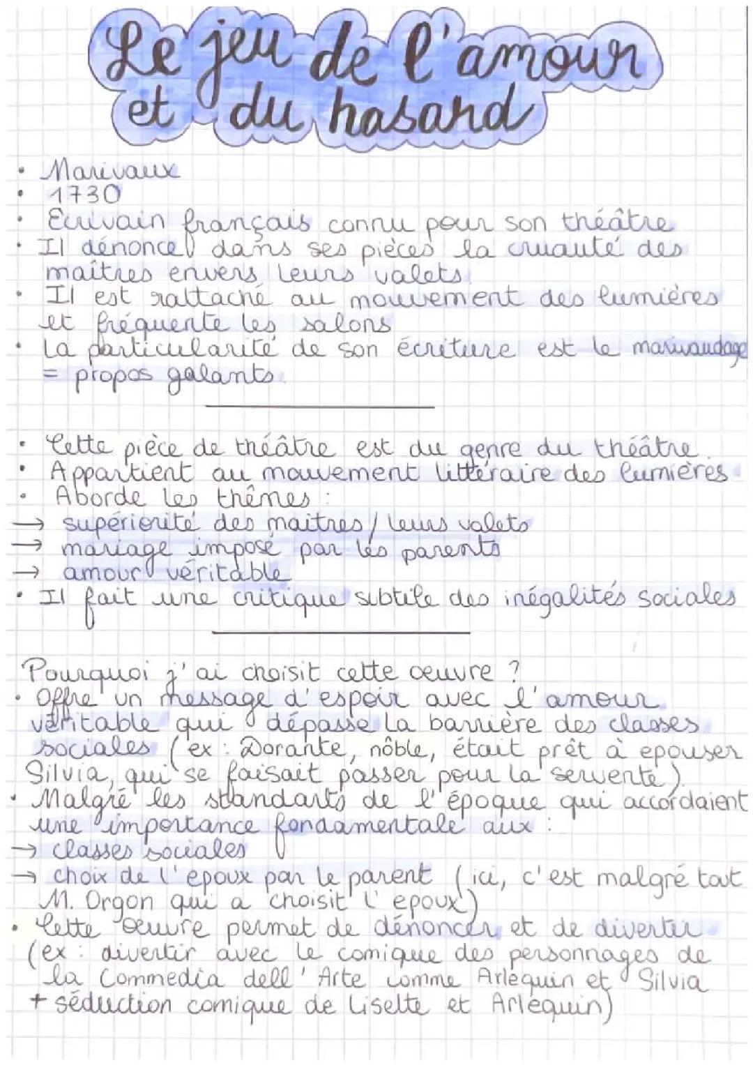 Le Jeu de l'Amour et du Hasard : Résumé, Analyse et Fiche de Lecture