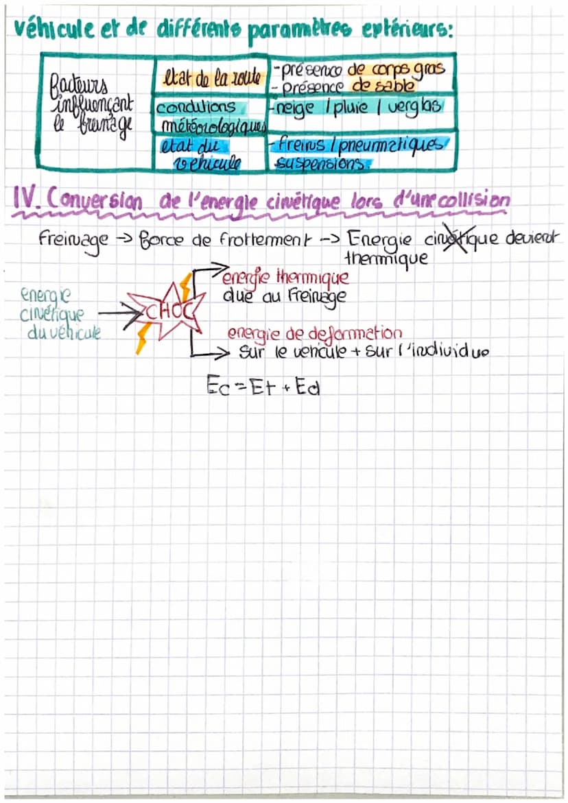 PhysiquChimie
2
Ec = ₁/² × m * v ²
1/2
T
Chap 6-La sécurité
1)L'énergie cinétique
Ec est proportionelle
à melà v²:
-Si m double Ecdoubley en