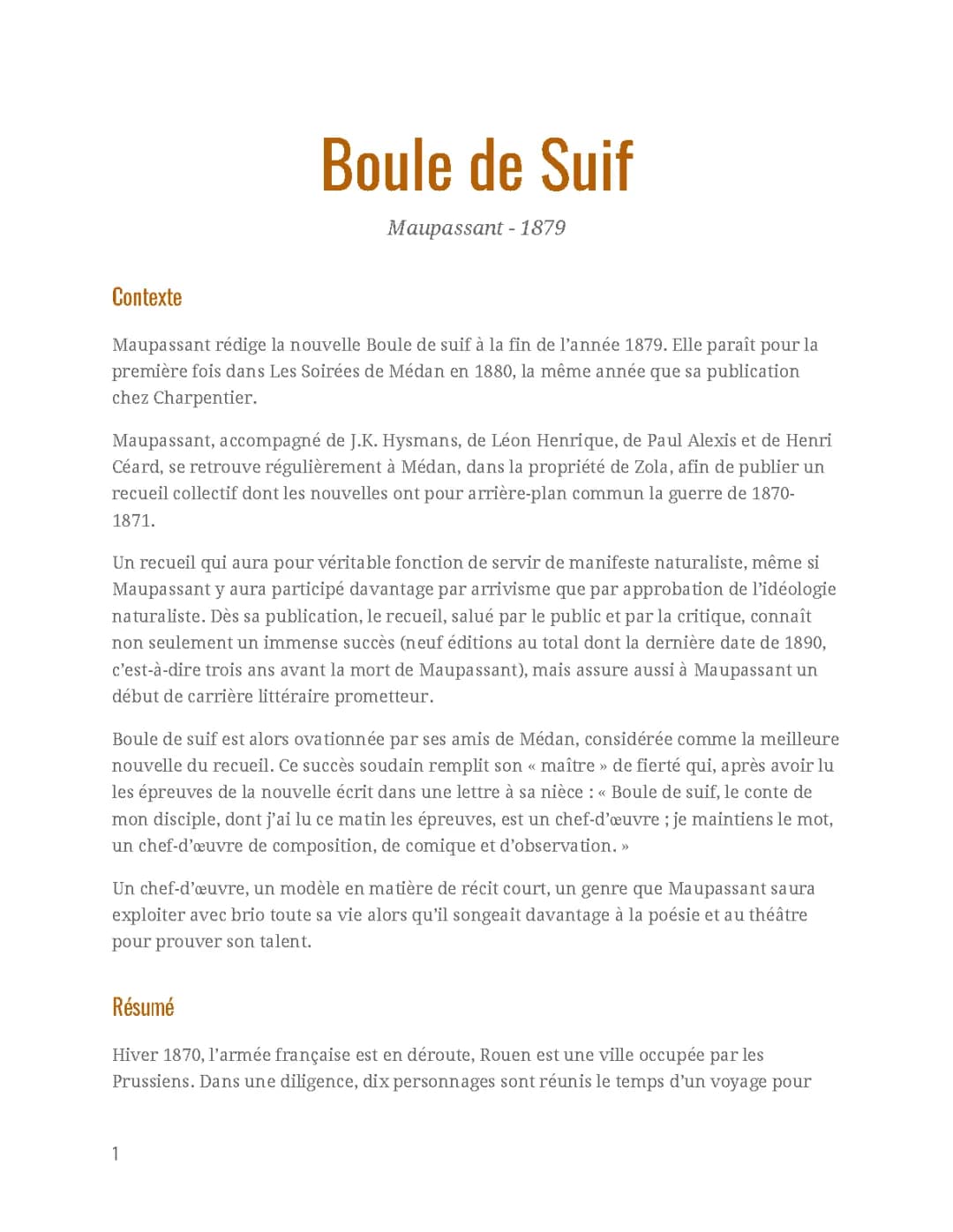 Résumé Boule de Suif - Contexte, Analyse et Personnages