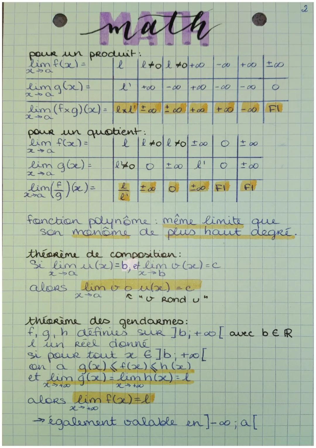 # math

Limites et dérivées de fonctions!

1- Limites de fonctions

f: $x \mapsto x^n$
$n \in N^*$ pair

$lim_{x \to -\infty} f(x)= +\infty$