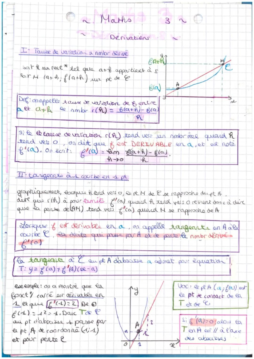 2
Maths
30
Derivations
I- Tause de variation a nmor derive
sat i en reee tel qere ath appartient à ς
Soir M lath; flash) uur pt de &
e
Bla)
