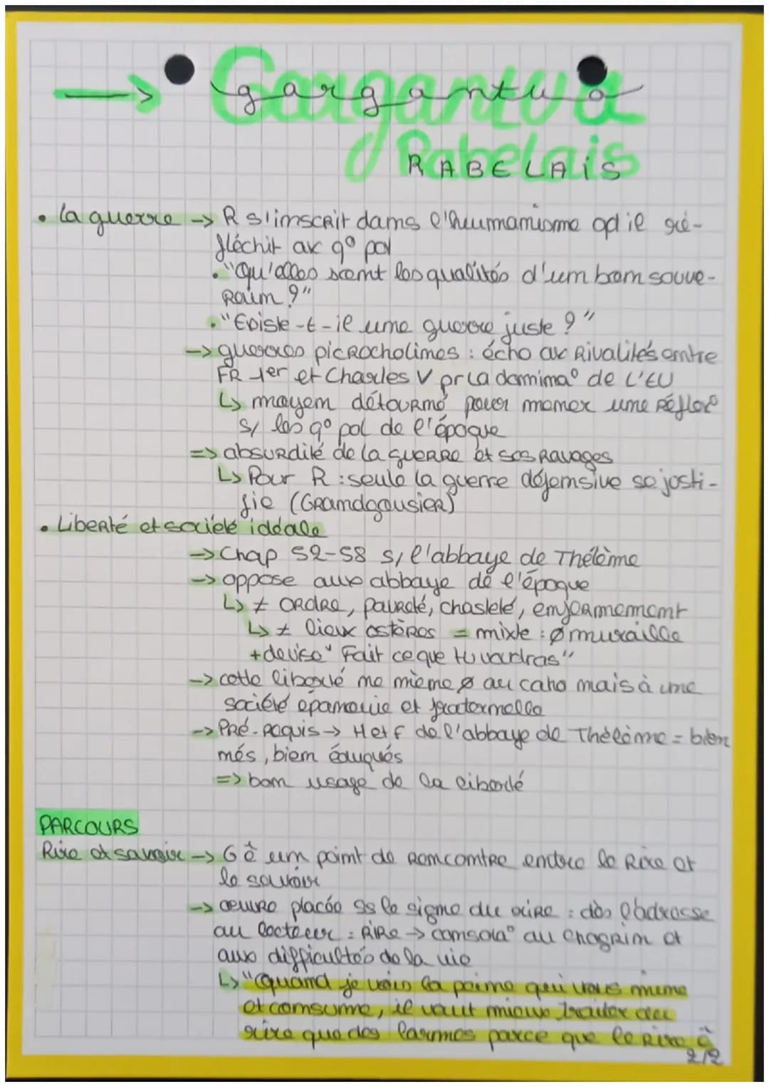 L'AUTEUR
François Rabelais (pseudo: AlcofRibas Nasier)
↳ humaniste
Ls me fin xvès
L> moine, médecim
L'OEUVRE
• Gargantua
1534-1535
↳ érudit,