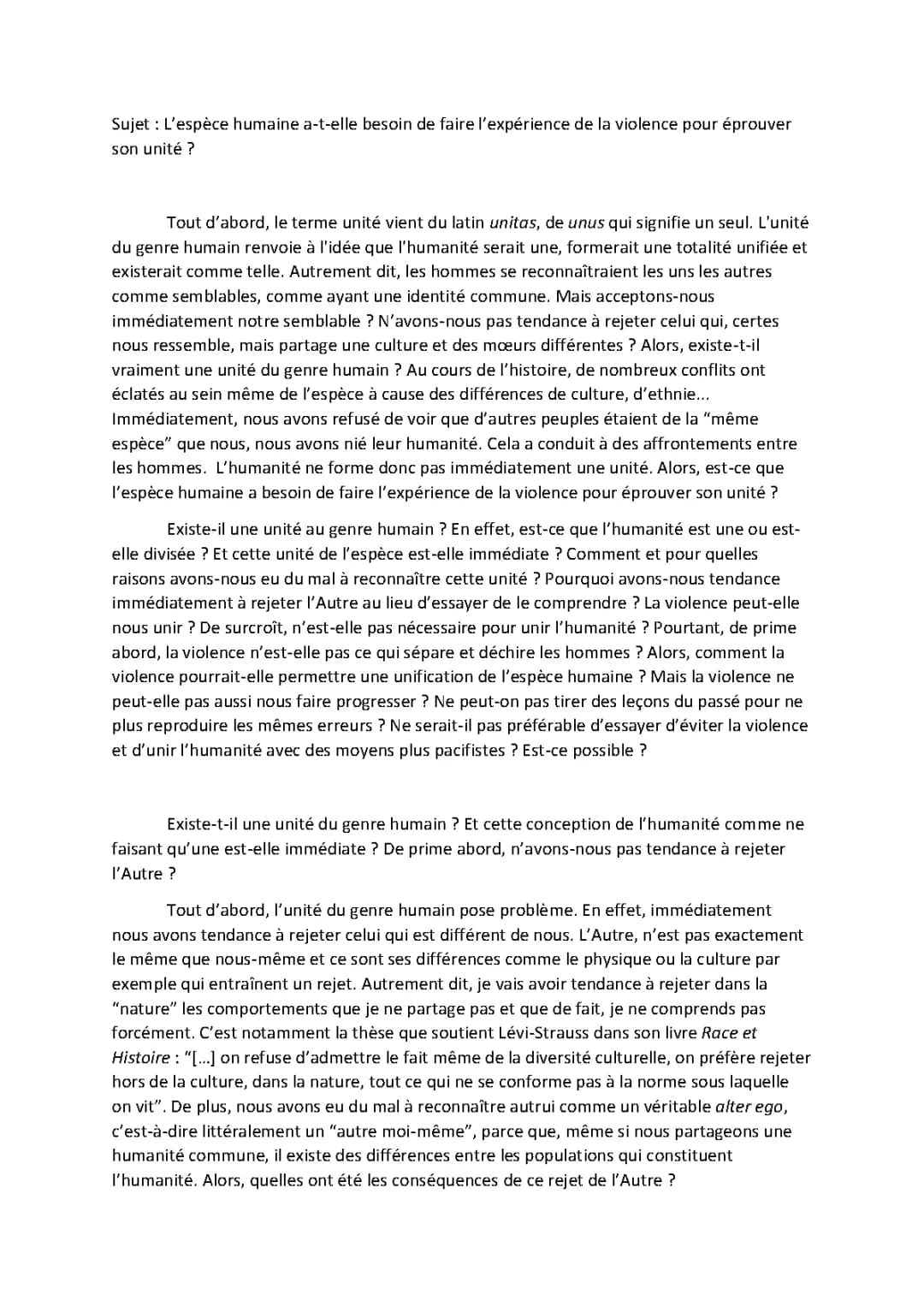 HLP Terminale: Sujet Dissertation Histoire et Violence PDF