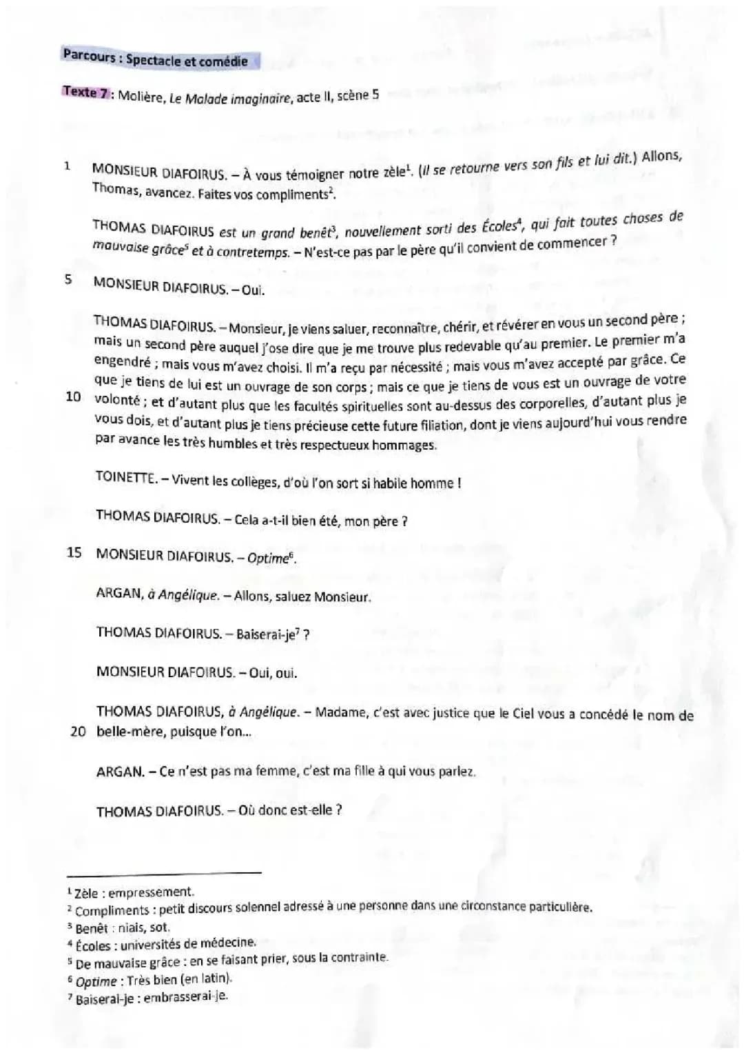 Analyse linéaire de l'acte 2 scène 5 de Le Malade imaginaire (PDF)