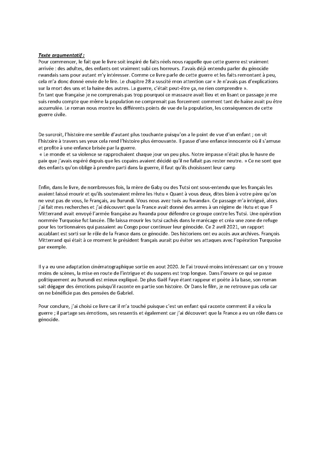 Petit Pays - Résumé, Analyse et Fiche de Lecture PDF