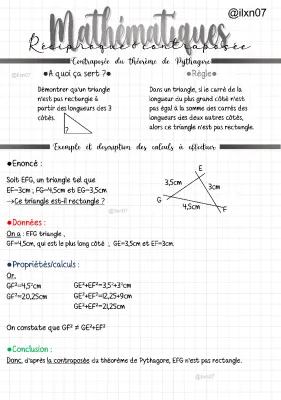 Know MATHEMATIQUES contraposée de Pythagore (fiche quadrillée) thumbnail